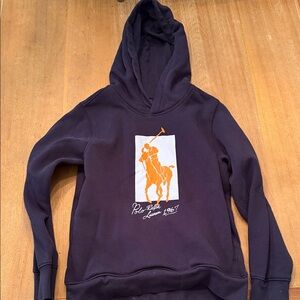Polo by Ralph Lauren Navy Hoodie with Orange Logo